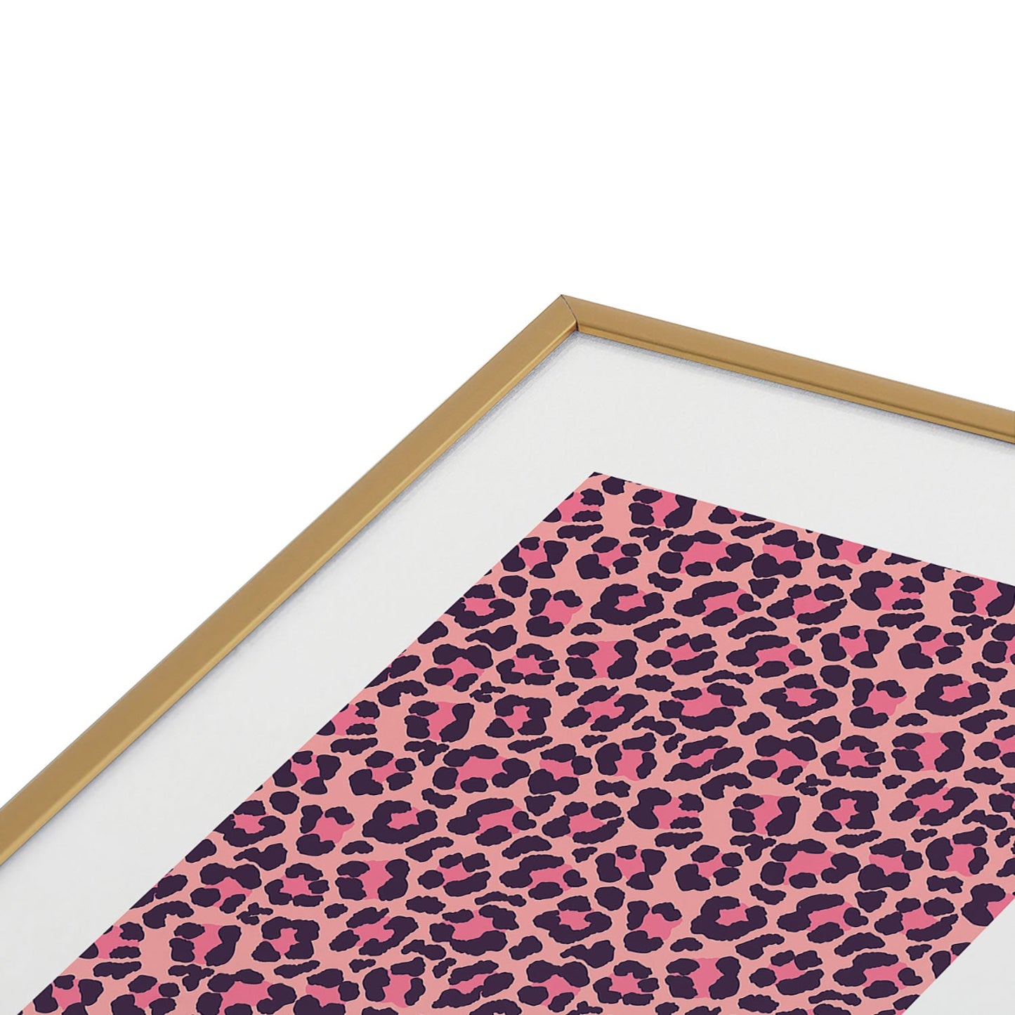 Avenie Leopard Print Coral Pink Metal Framed Art Print