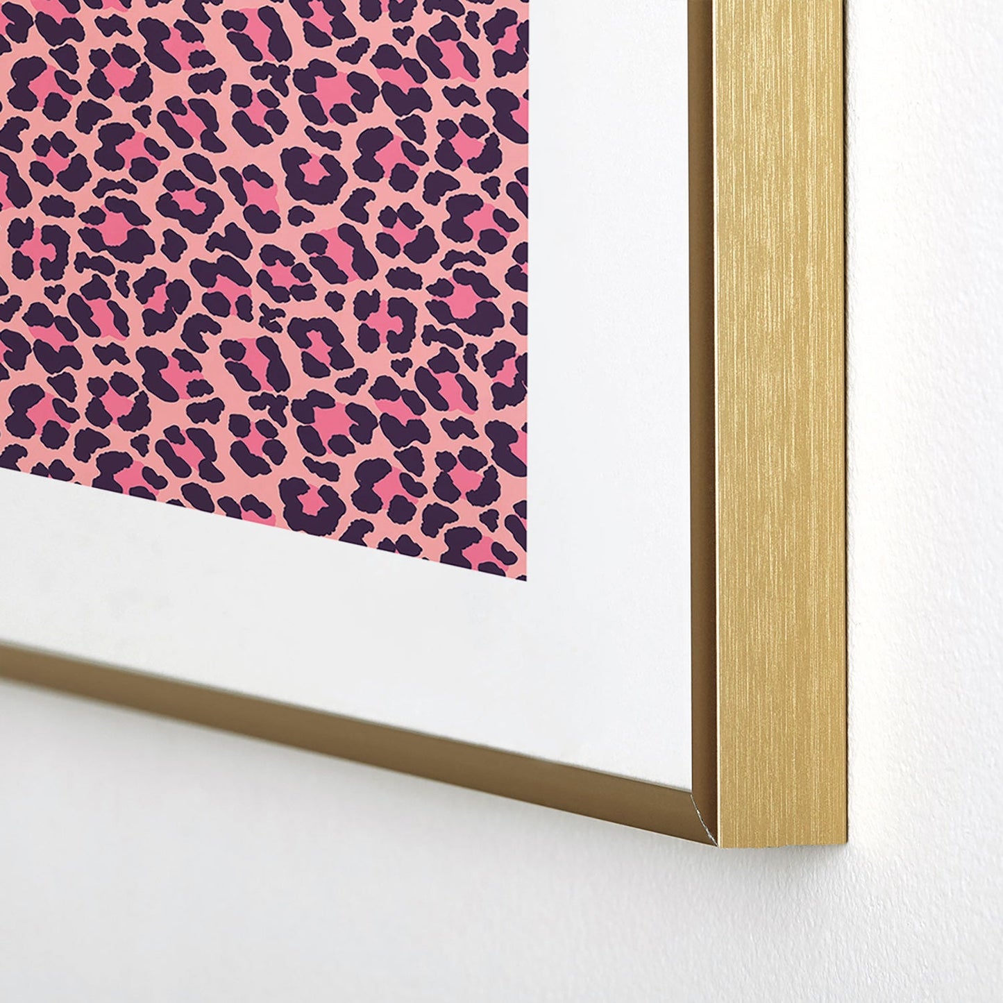 Avenie Leopard Print Coral Pink Metal Framed Art Print