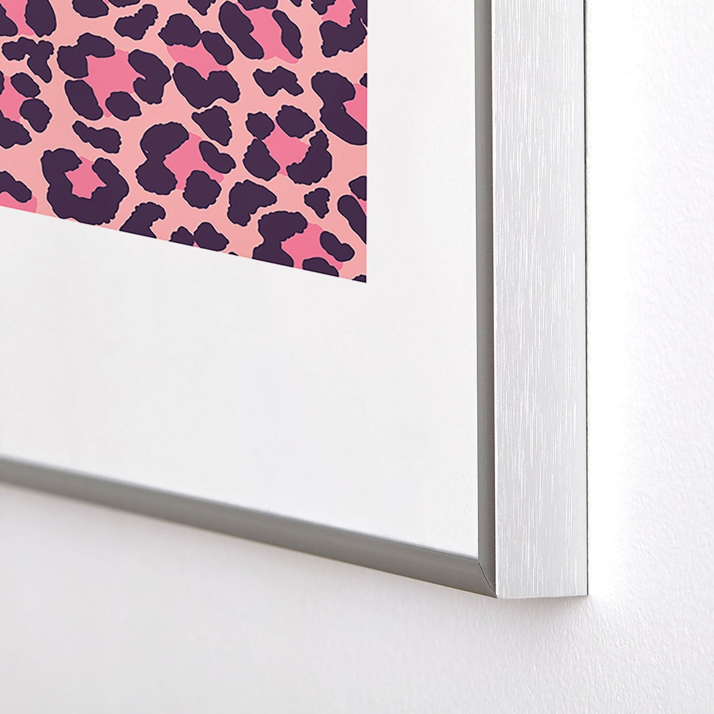 Avenie Leopard Print Coral Pink Metal Framed Art Print