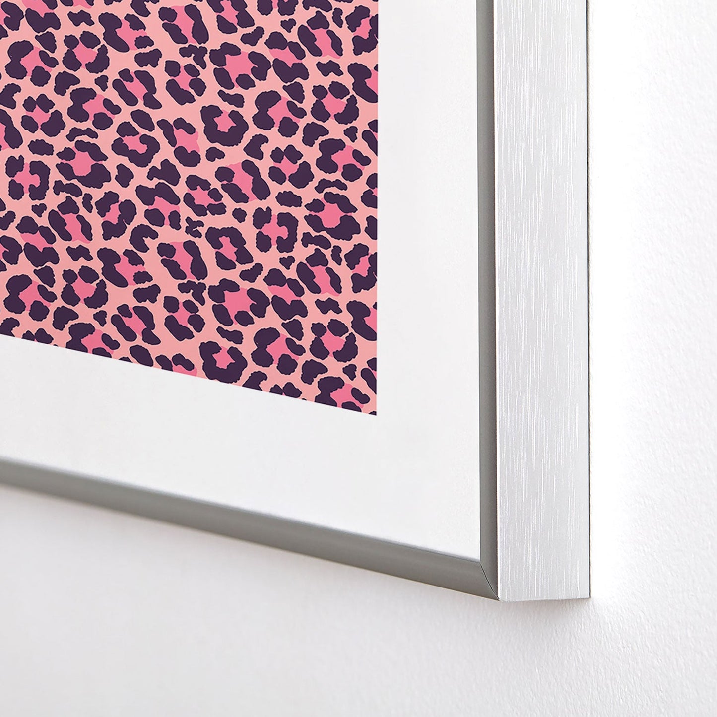 Avenie Leopard Print Coral Pink Metal Framed Art Print