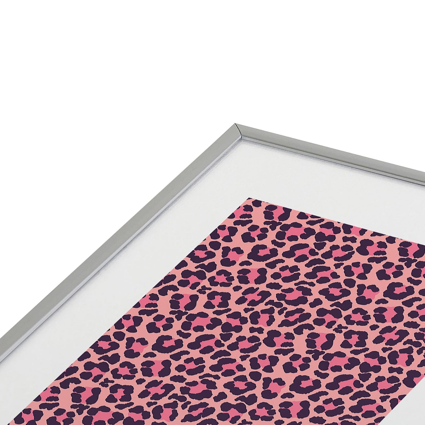 Avenie Leopard Print Coral Pink Metal Framed Art Print