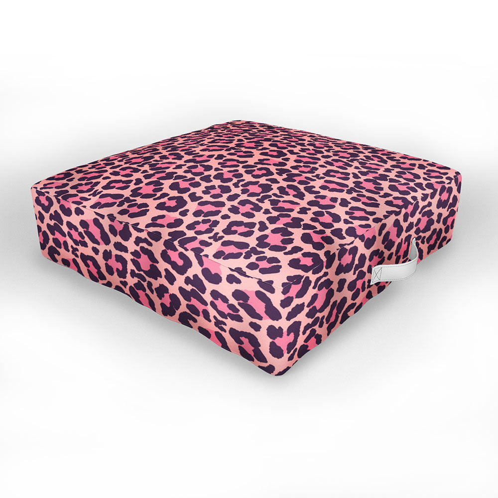 Avenie Leopard Print Coral Pink Outdoor Floor Cushion