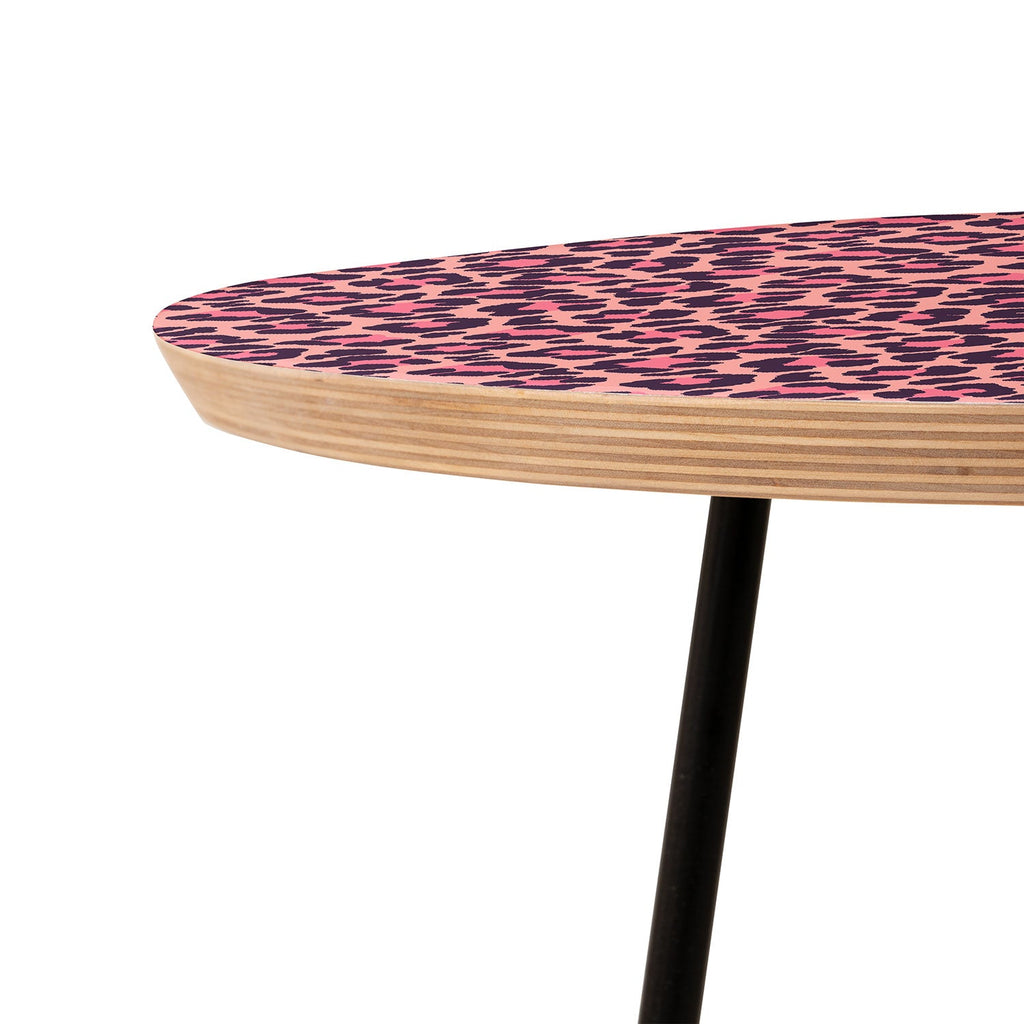 Avenie Leopard Print Coral Pink Round Side Table
