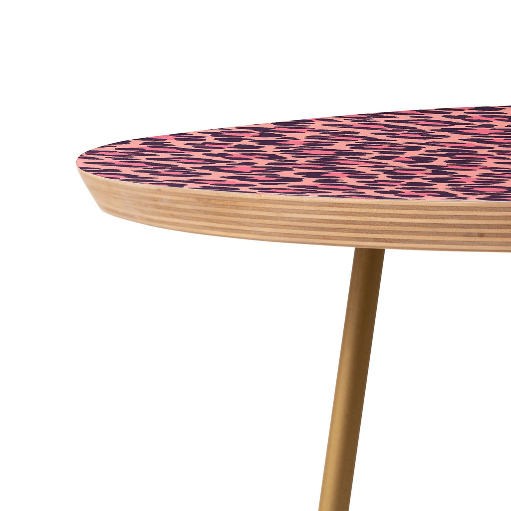 Avenie Leopard Print Coral Pink Round Side Table