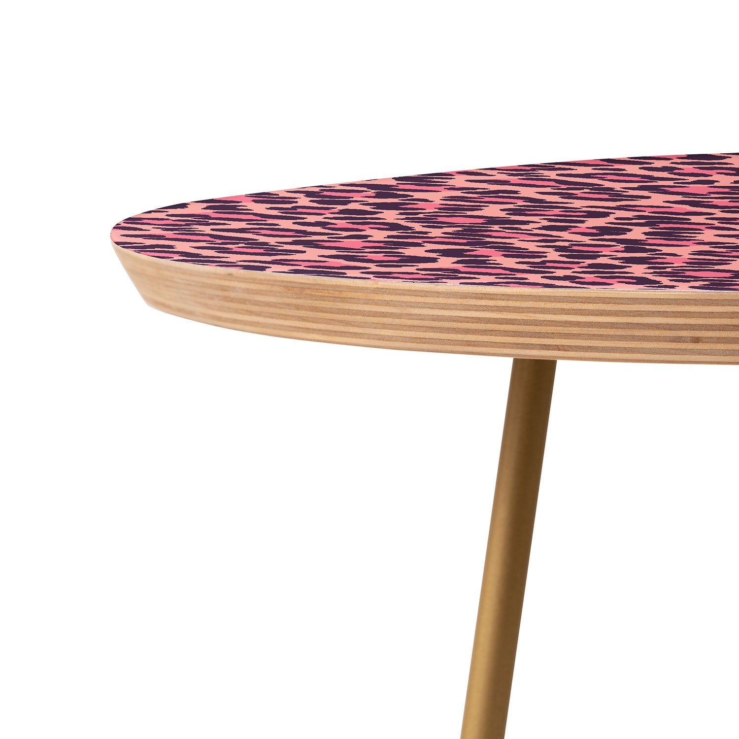 Avenie Leopard Print Coral Pink Round Side Table