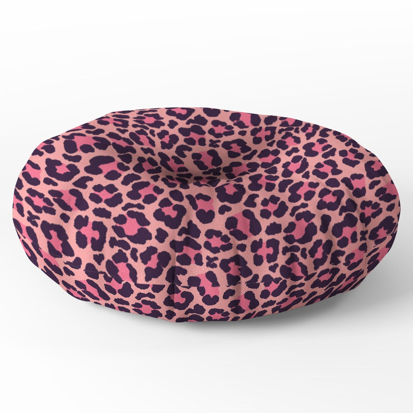 Avenie Leopard Print Coral Pink Floor Pillow Round