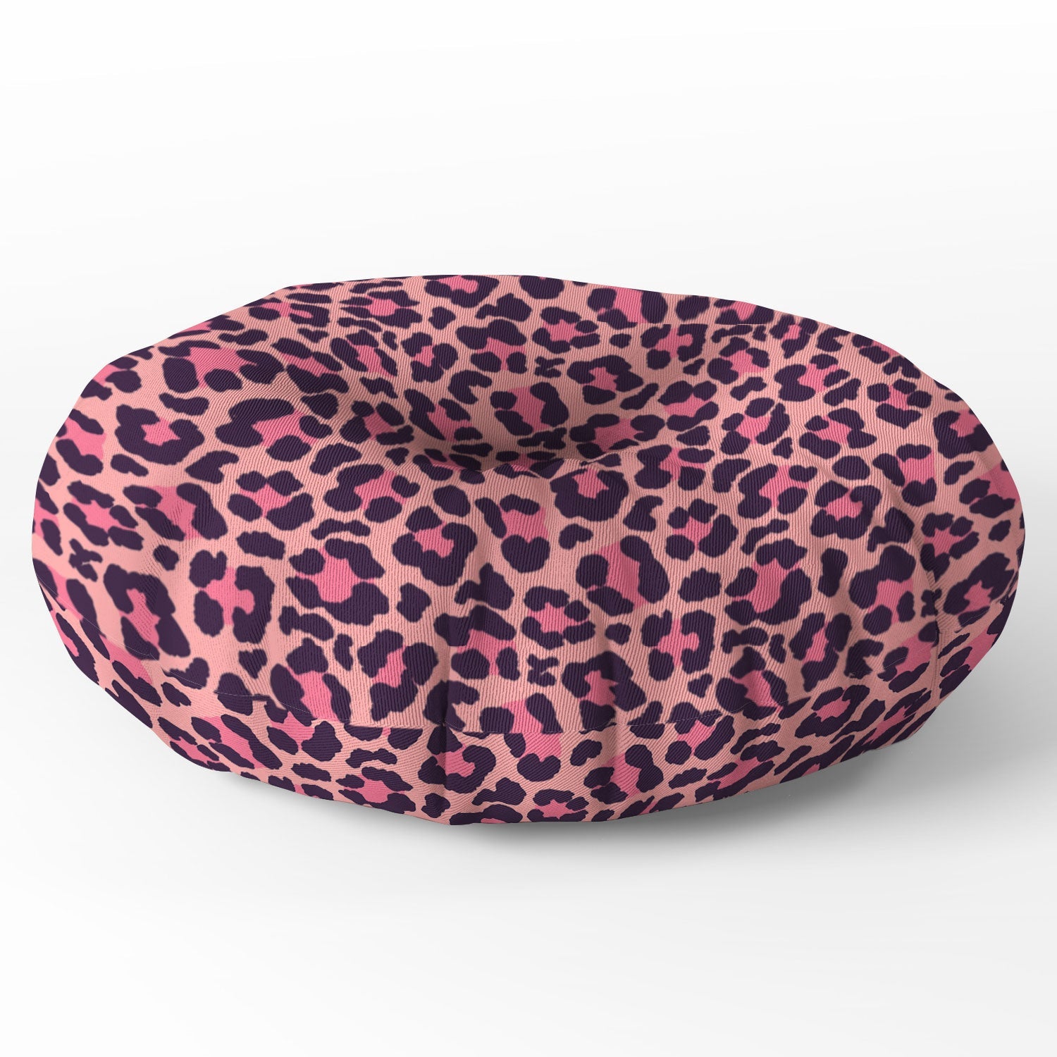 Avenie Leopard Print Coral Pink Floor Pillow Round