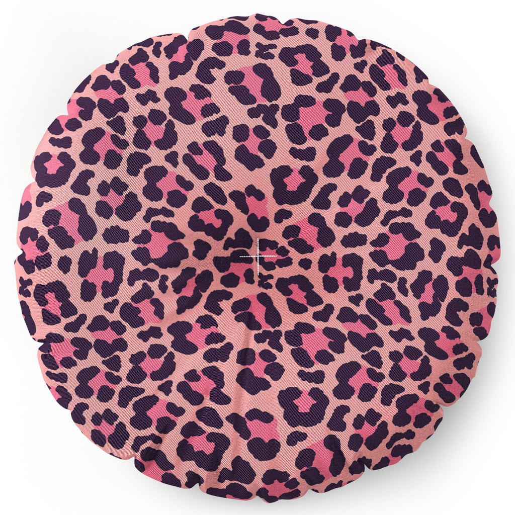 Avenie Leopard Print Coral Pink Floor Pillow Round