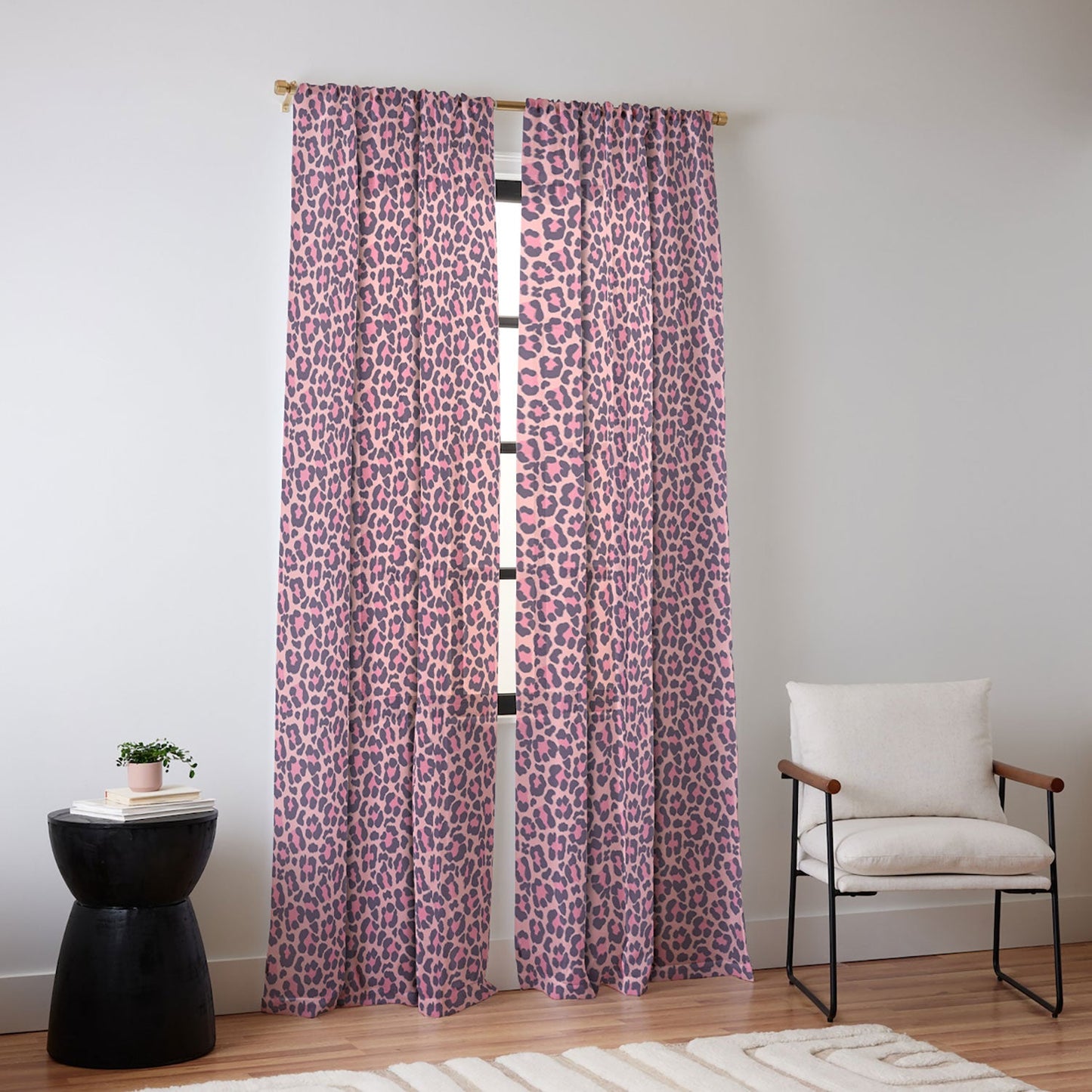 Avenie Leopard Print Coral Pink Sheer Non Repeat