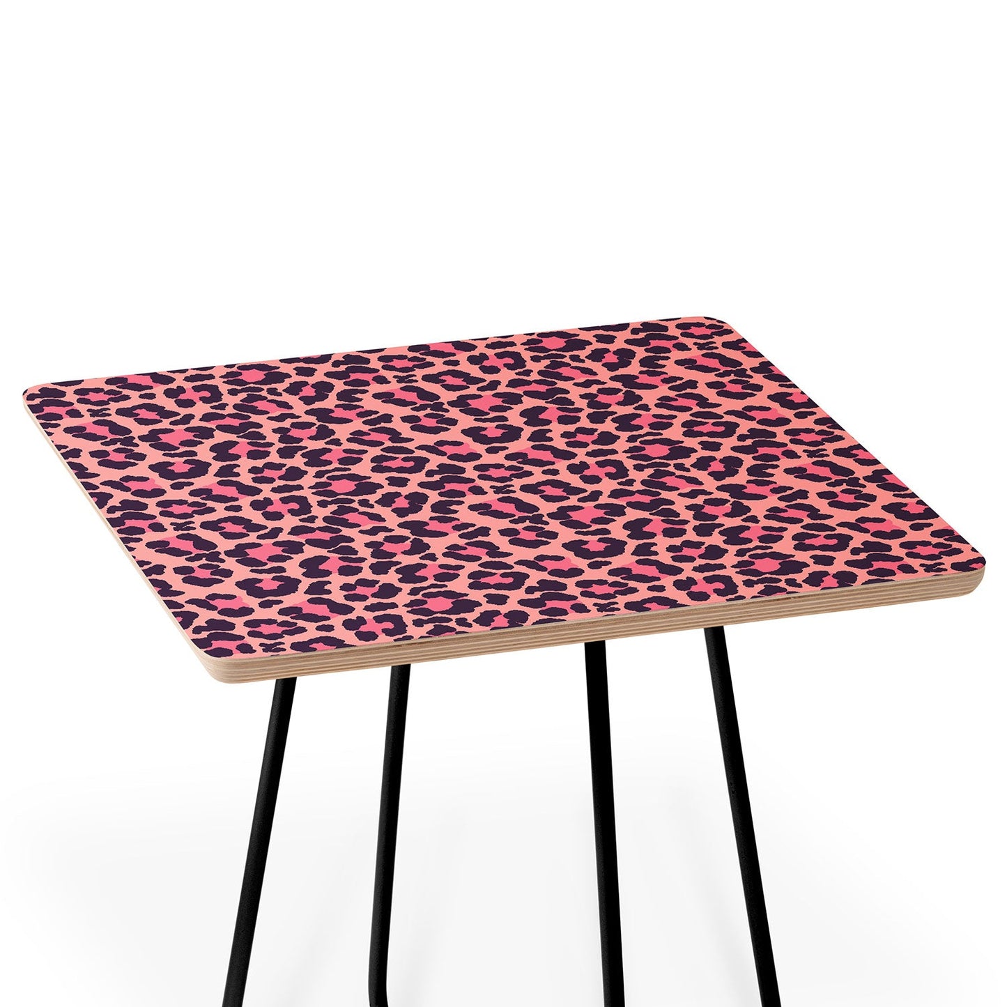 Avenie Leopard Print Coral Pink Side Table
