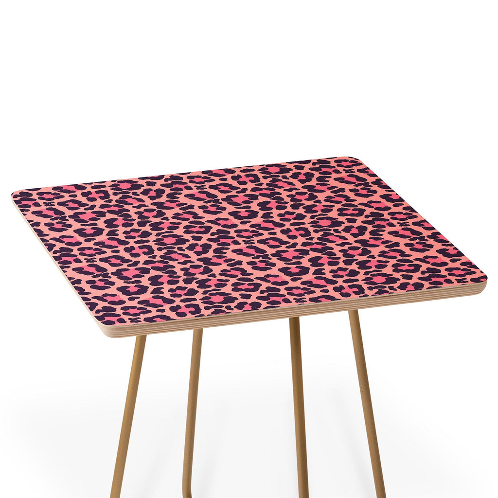 Avenie Leopard Print Coral Pink Side Table