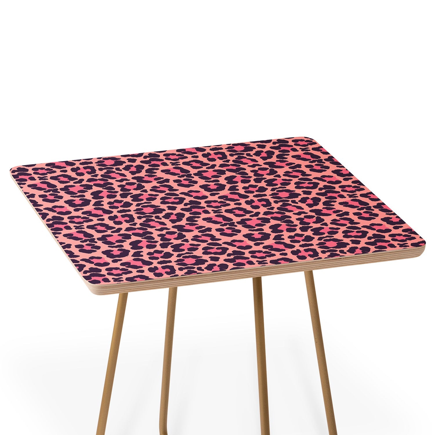 Avenie Leopard Print Coral Pink Side Table