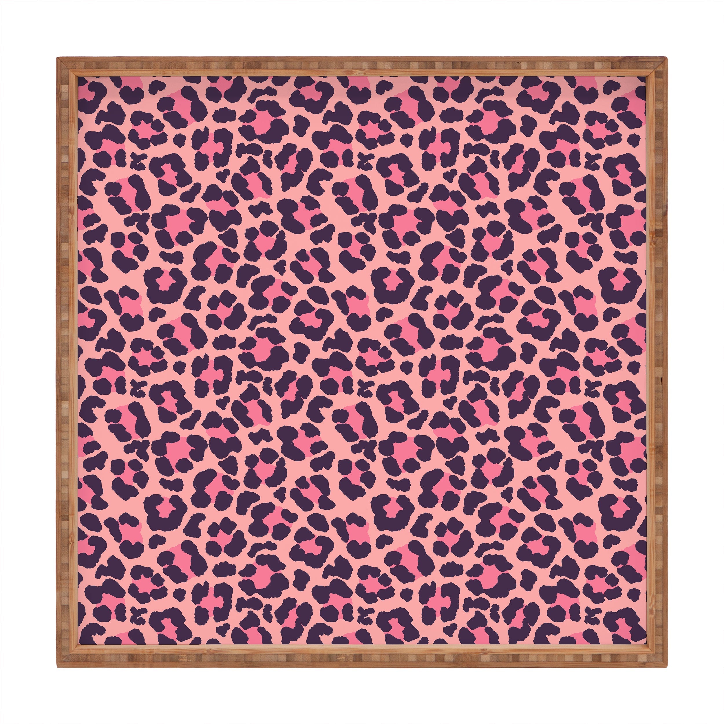 Avenie Leopard Print Coral Pink Square Tray