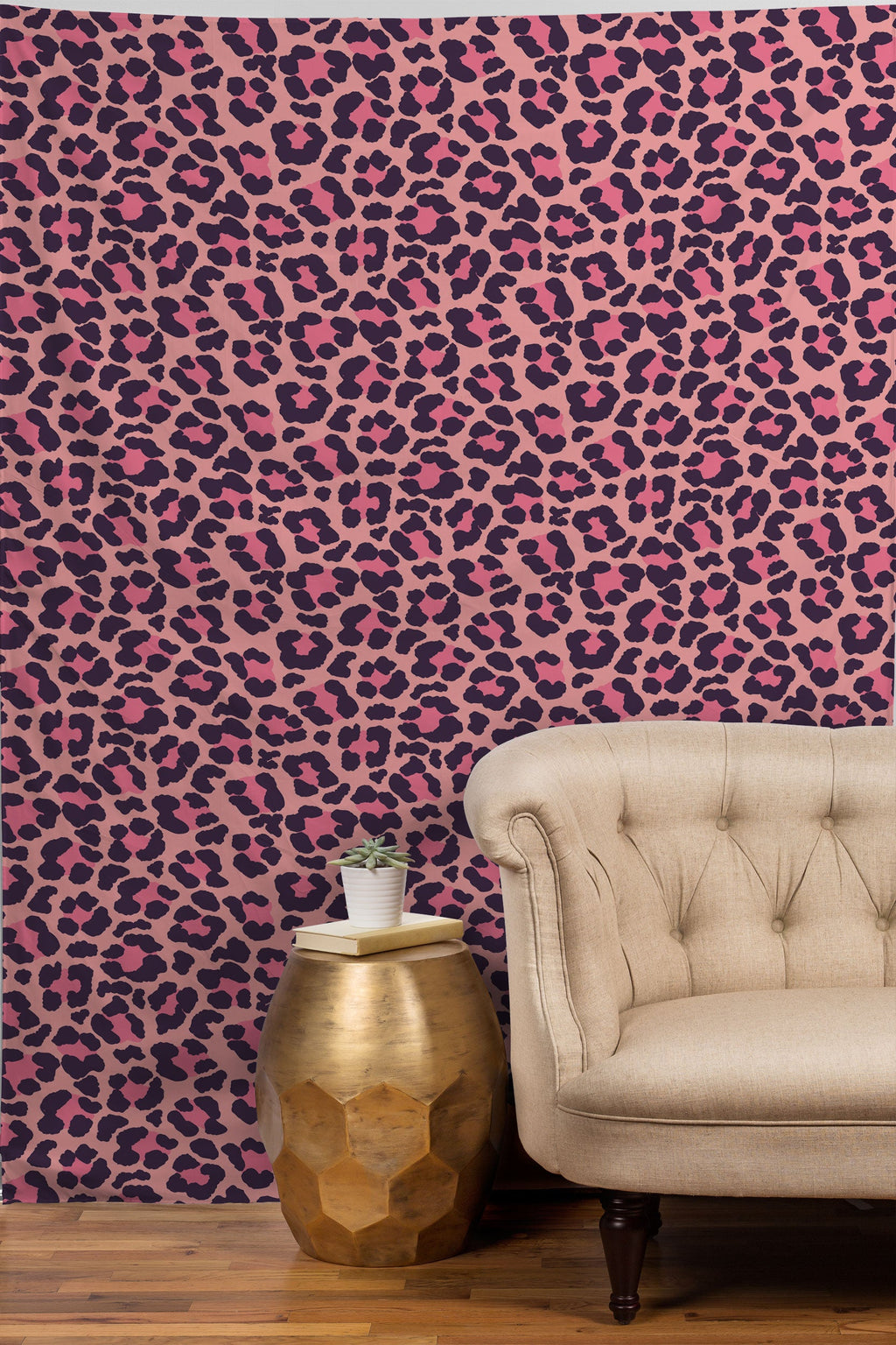 Avenie Leopard Print Coral Pink Tapestry