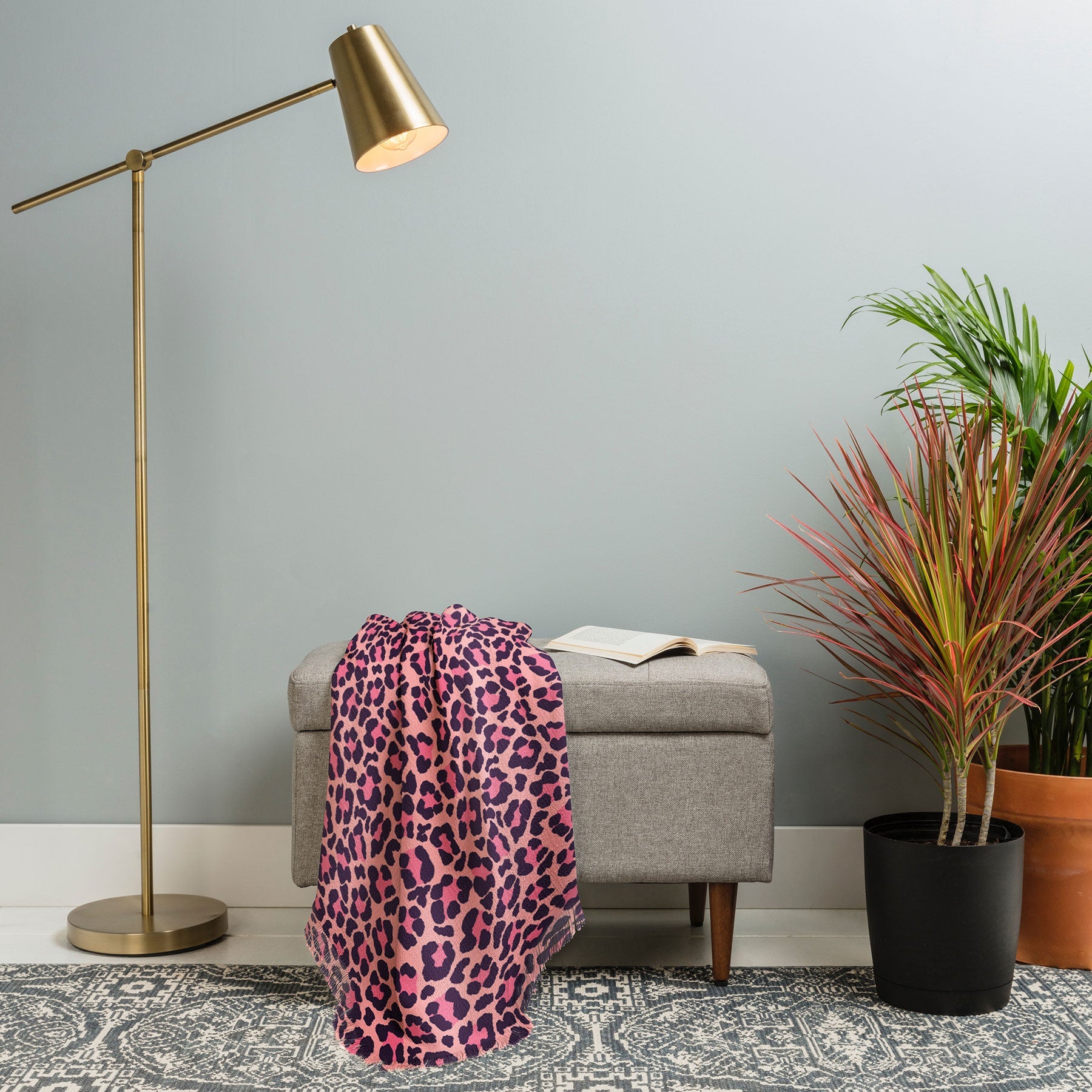 Avenie Leopard Print Coral Pink Throw Blanket