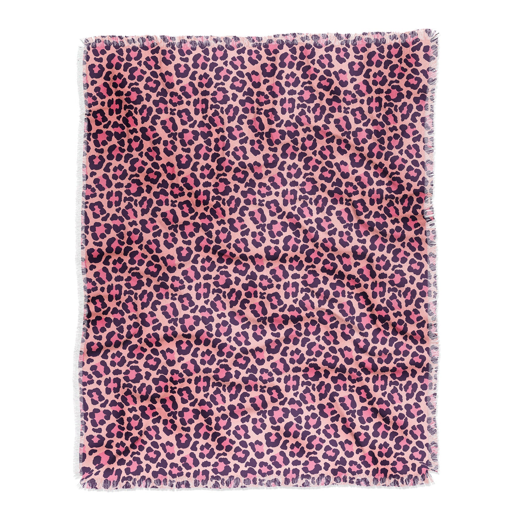 Avenie Leopard Print Coral Pink Throw Blanket