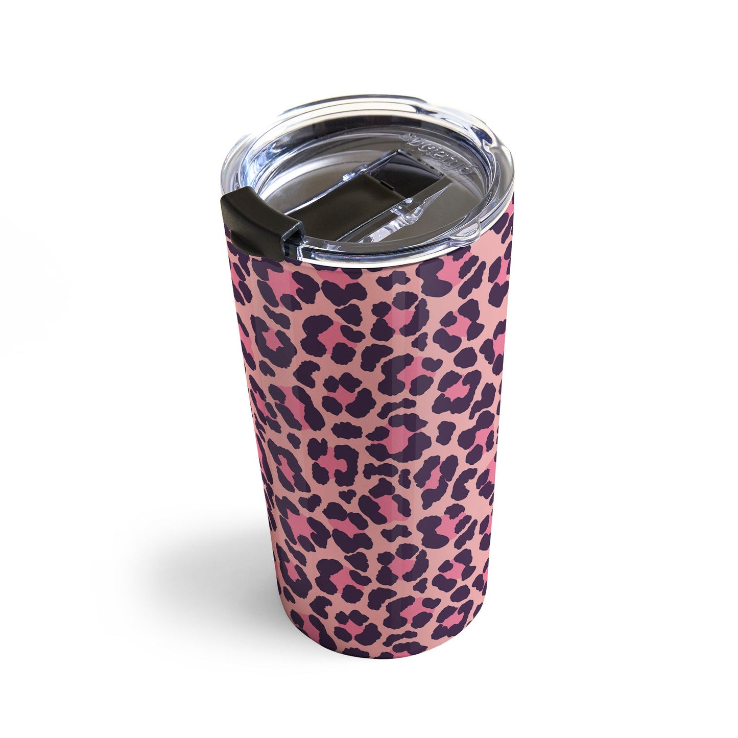 Avenie Leopard Print Coral Pink Travel Mug