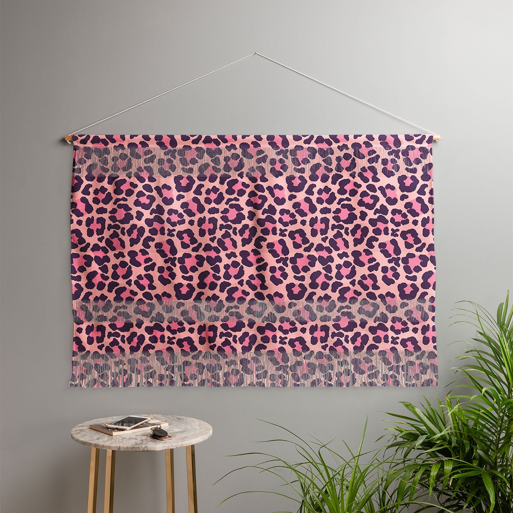 Avenie Leopard Print Coral Pink Wall Hanging Landscape