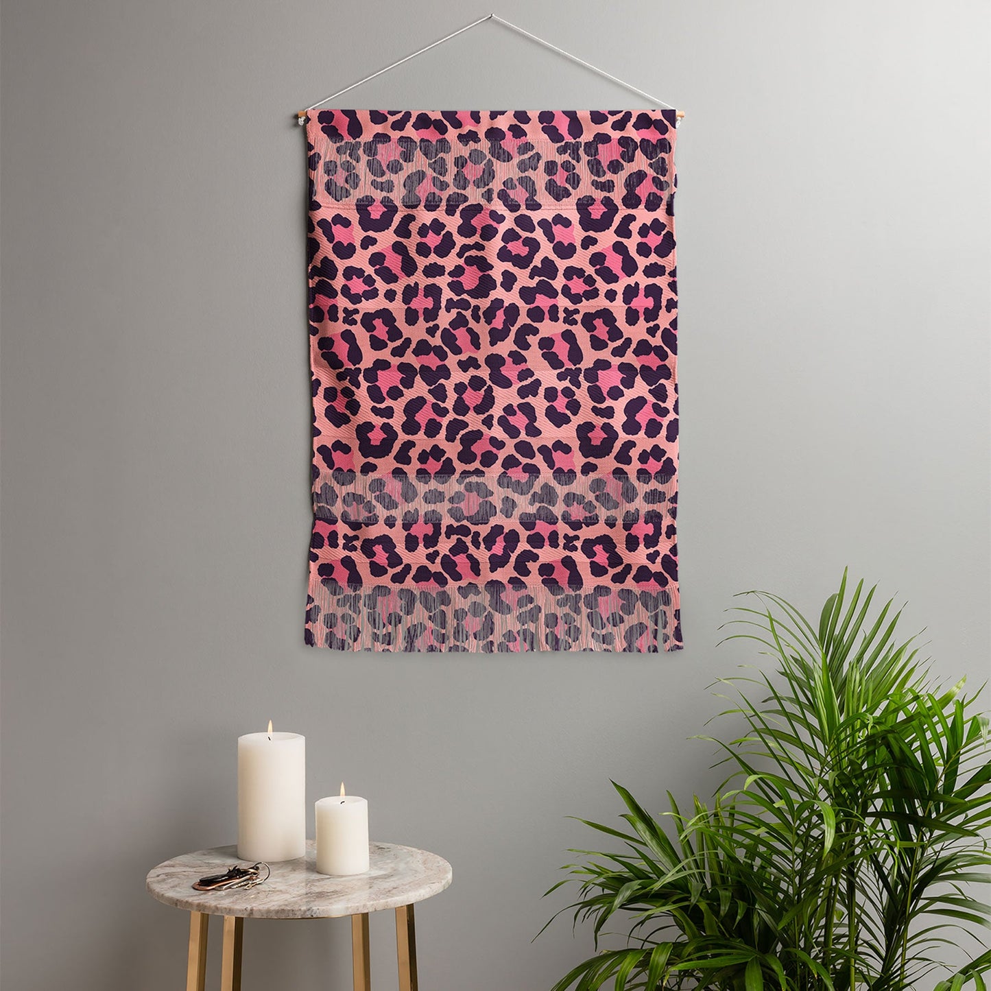 Avenie Leopard Print Coral Pink Wall Hanging Portrait