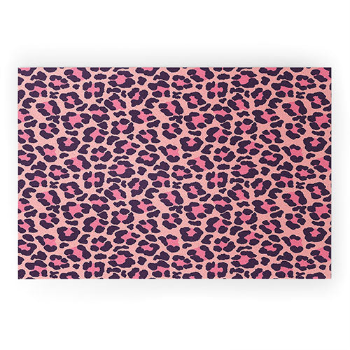 Avenie Leopard Print Coral Pink Welcome Mat