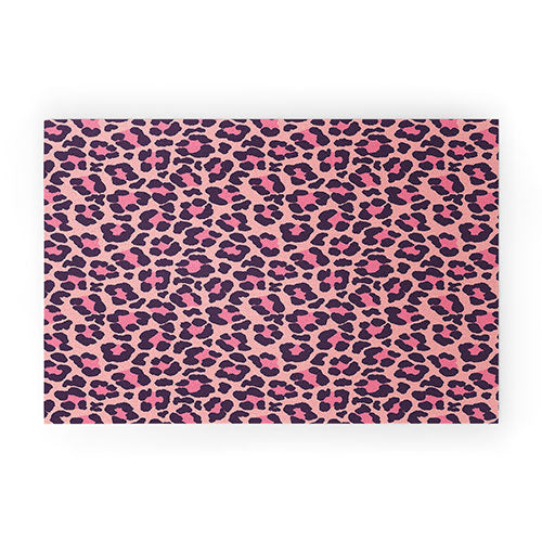 Avenie Leopard Print Coral Pink Welcome Mat