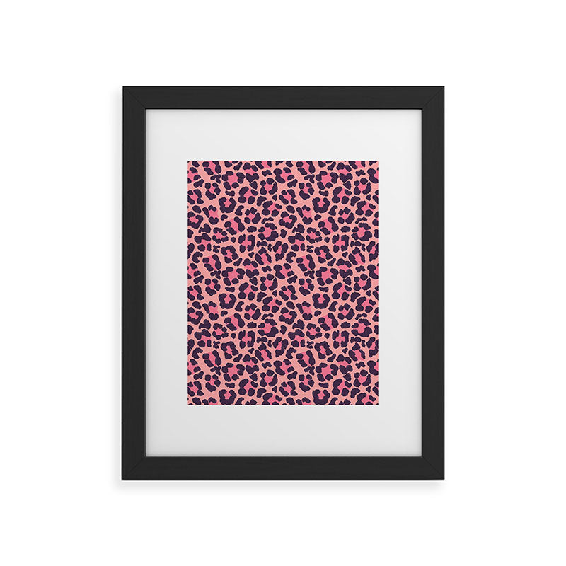 Avenie Leopard Print Coral Pink Framed Art Print