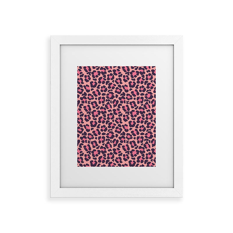 Avenie Leopard Print Coral Pink Framed Art Print