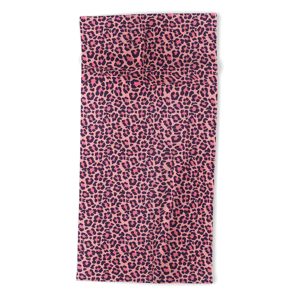 Avenie Leopard Print Coral Pink Beach Towel