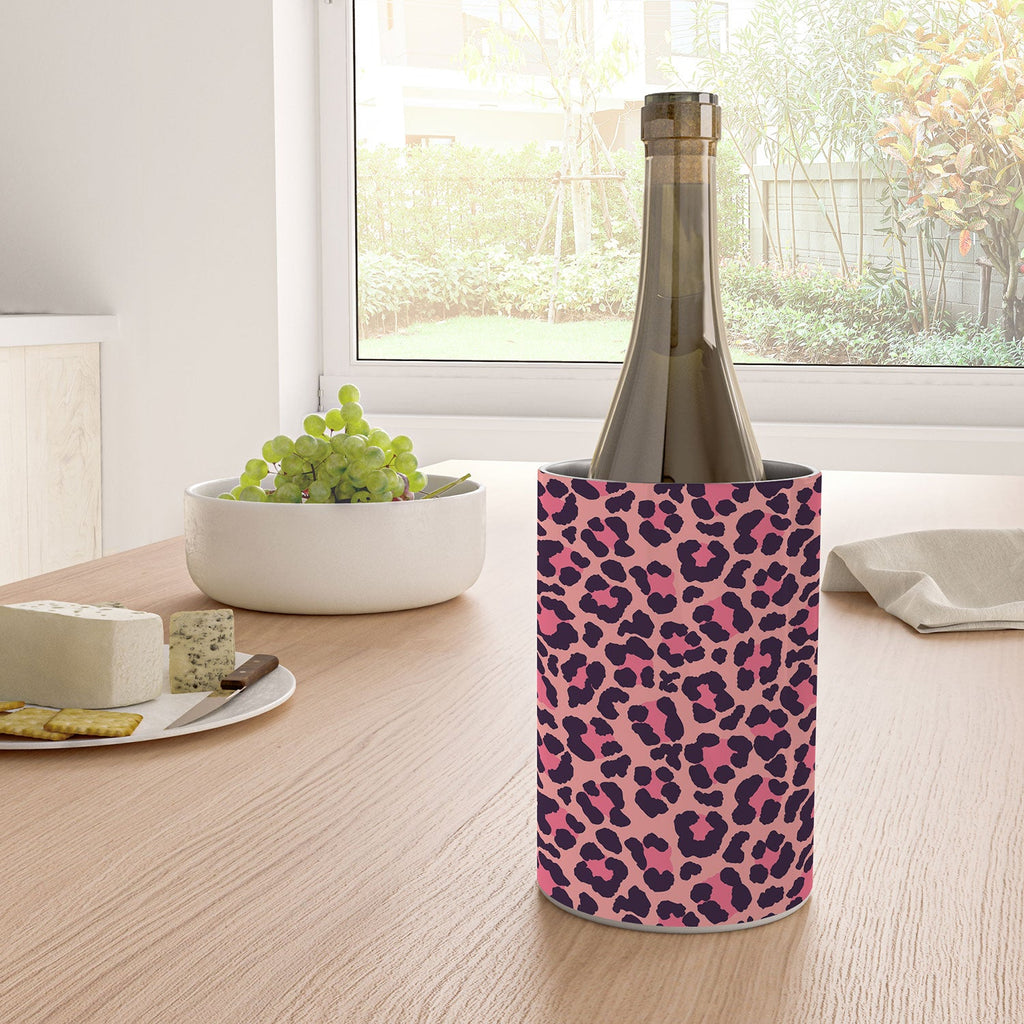 Avenie Leopard Print Coral Pink Wine Chiller