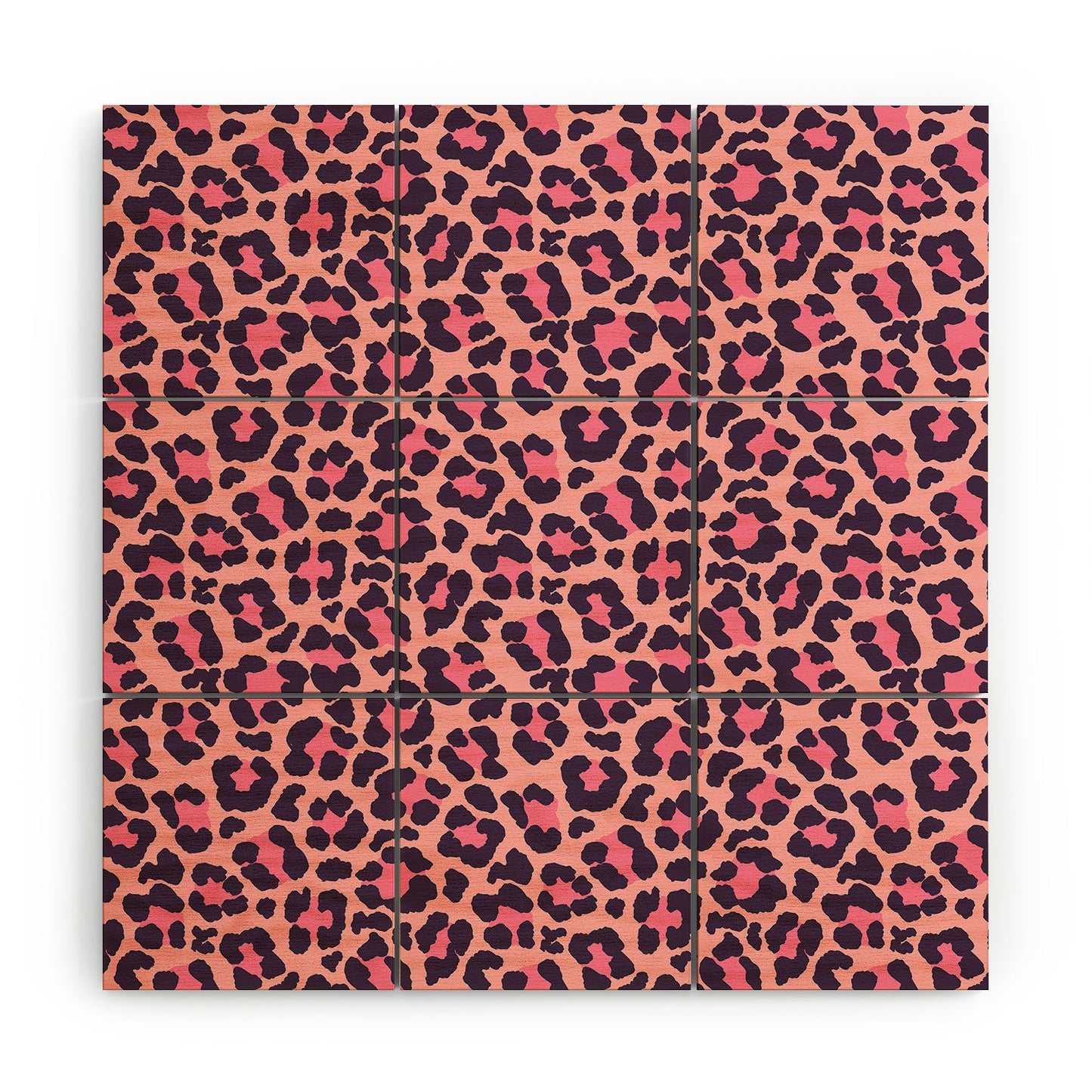 Avenie Leopard Print Coral Pink Wood Wall Mural
