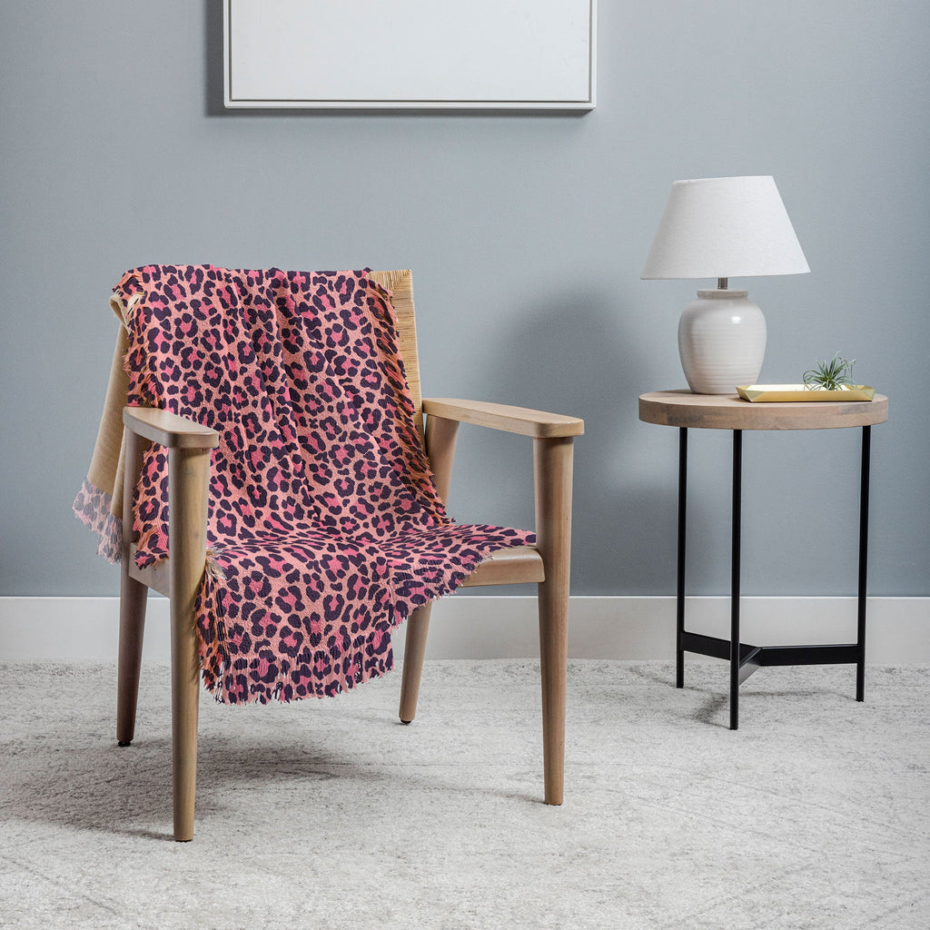 Avenie Leopard Print Coral Pink Throw Blanket