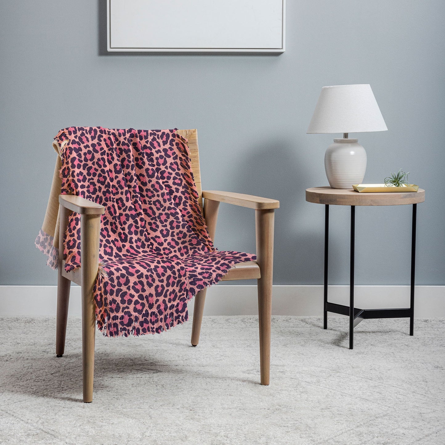 Avenie Leopard Print Coral Pink Throw Blanket
