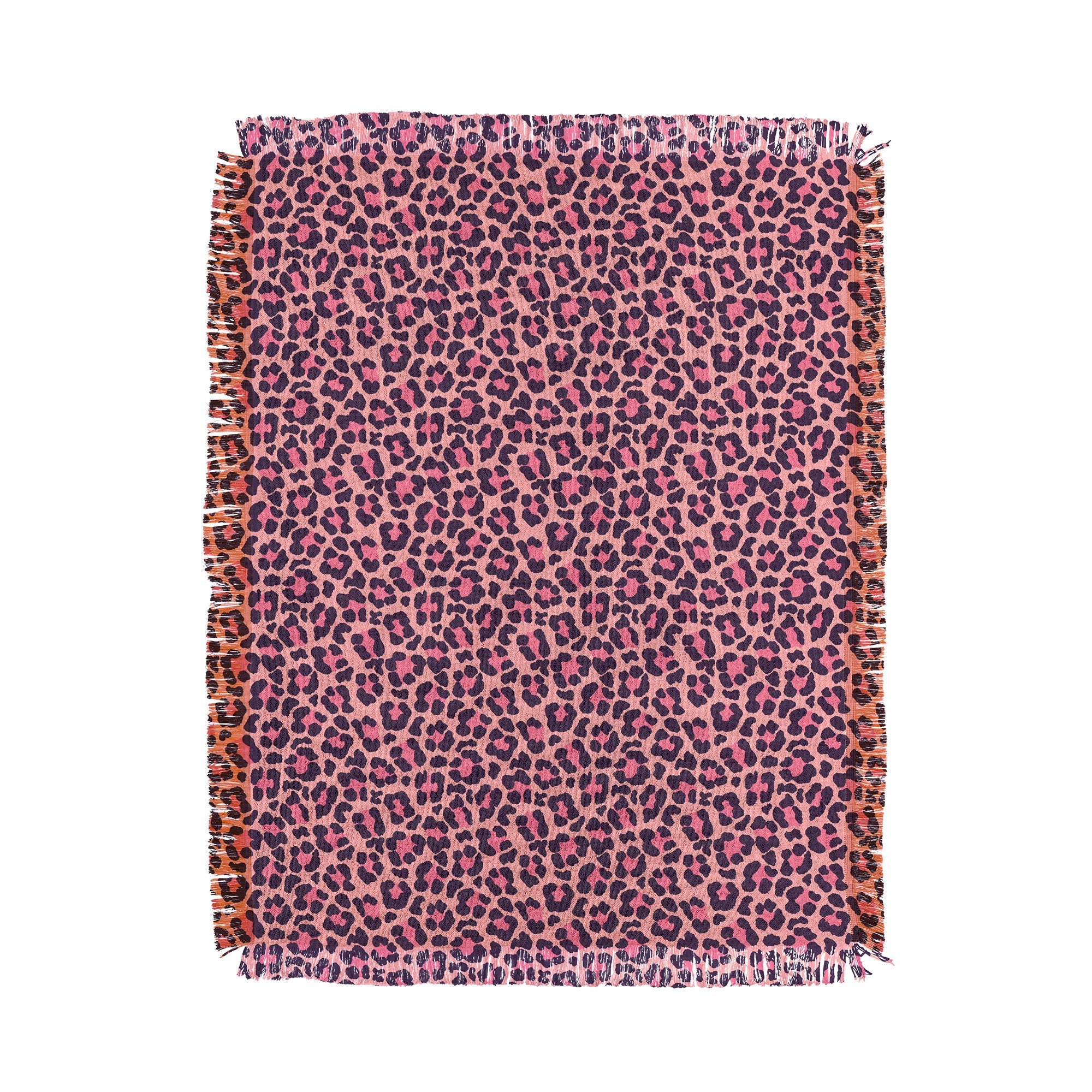 Avenie Leopard Print Coral Pink Throw Blanket