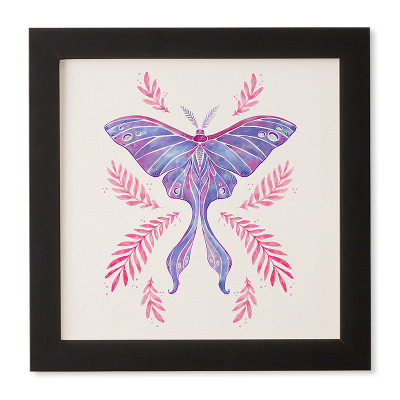 Avenie Luna Moth Blue Violet Framed Wall Art