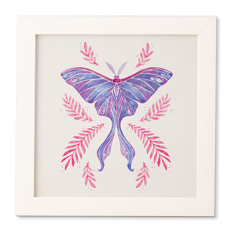 Avenie Luna Moth Blue Violet Framed Wall Art