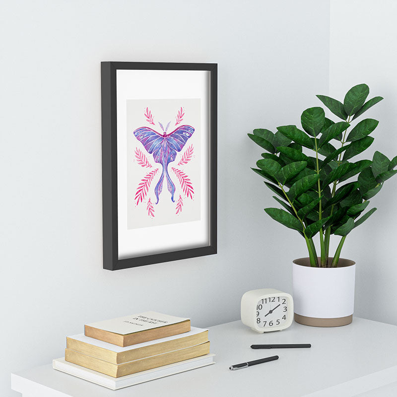 Avenie Luna Moth Blue Violet Recessed Framing Rectangle