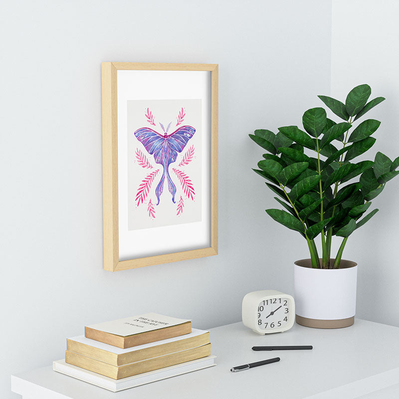 Avenie Luna Moth Blue Violet Recessed Framing Rectangle