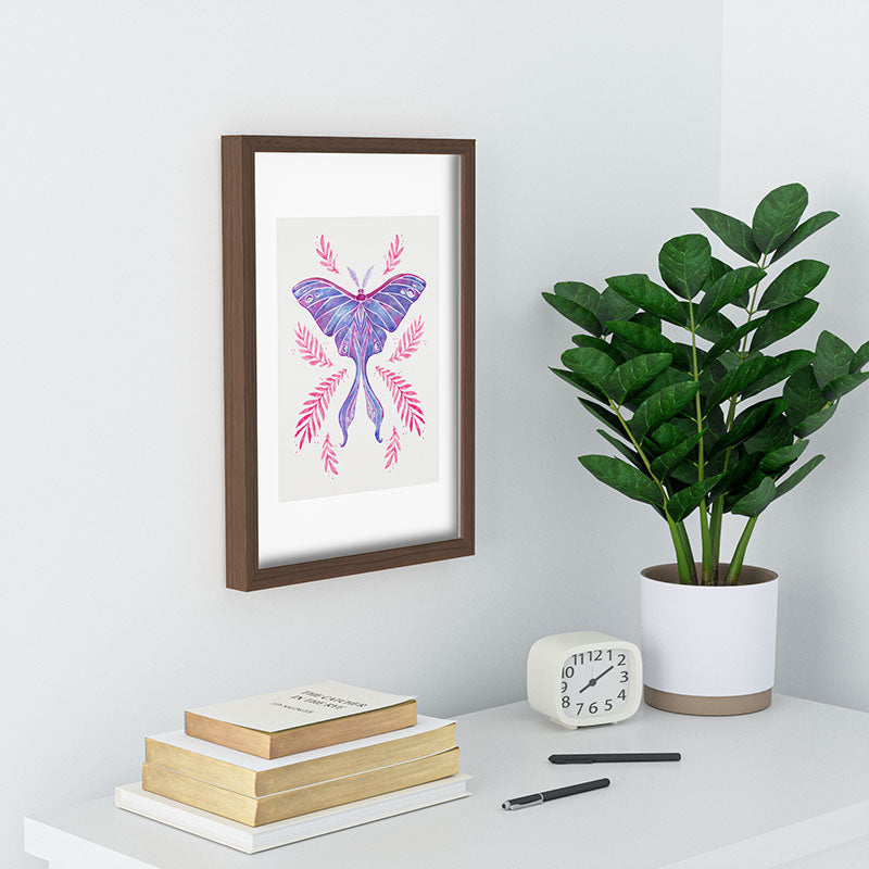 Avenie Luna Moth Blue Violet Recessed Framing Rectangle