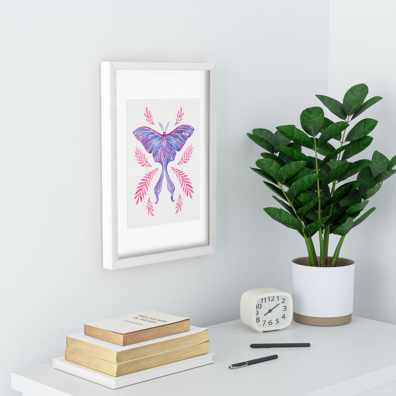 Avenie Luna Moth Blue Violet Recessed Framing Rectangle