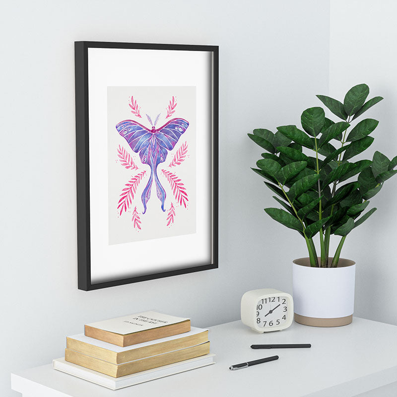 Avenie Luna Moth Blue Violet Recessed Framing Rectangle