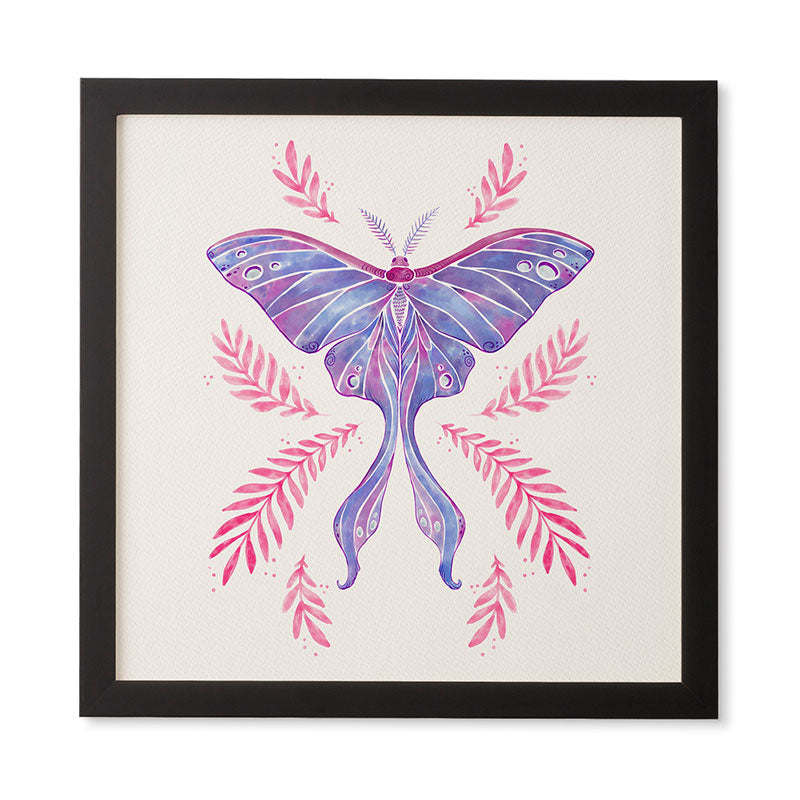 Avenie Luna Moth Blue Violet Framed Wall Art