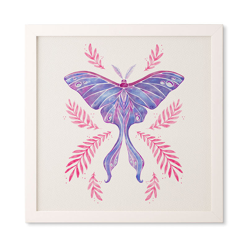 Avenie Luna Moth Blue Violet Framed Wall Art