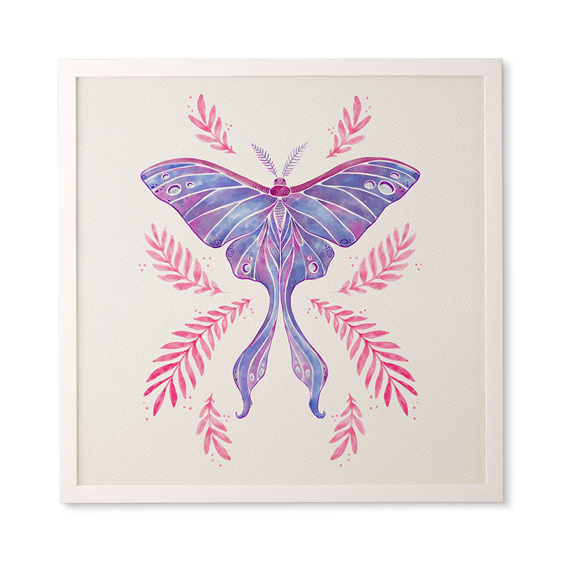 Avenie Luna Moth Blue Violet Framed Wall Art