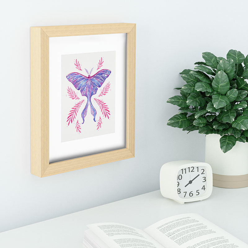 Avenie Luna Moth Blue Violet Recessed Framing Rectangle