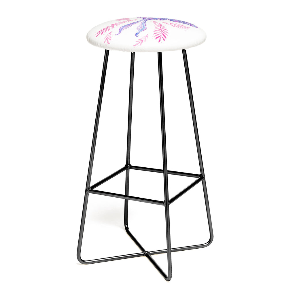 Avenie Luna Moth Blue Violet Bar Stool
