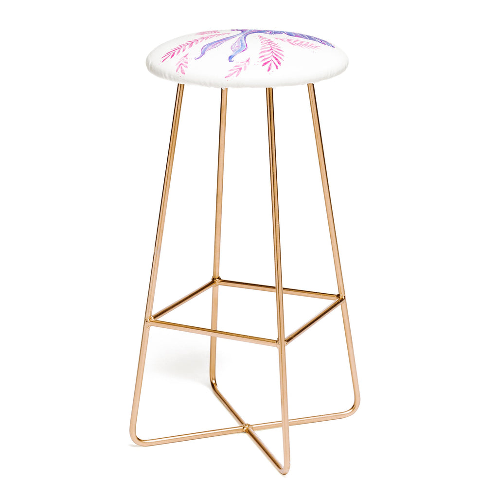 Avenie Luna Moth Blue Violet Bar Stool