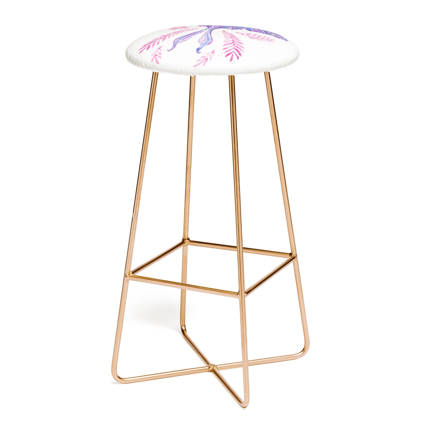 Avenie Luna Moth Blue Violet Bar Stool