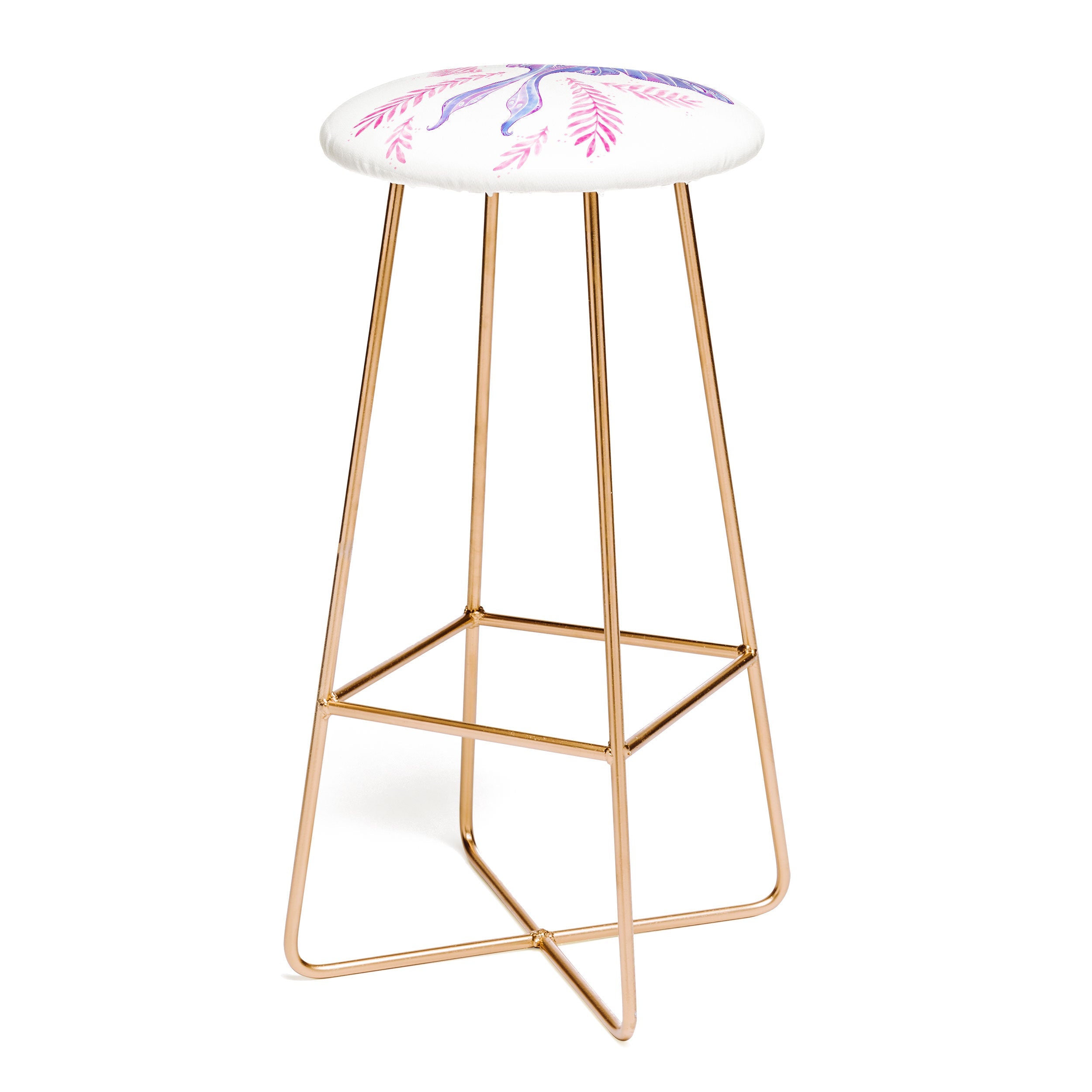 Avenie Luna Moth Blue Violet Bar Stool