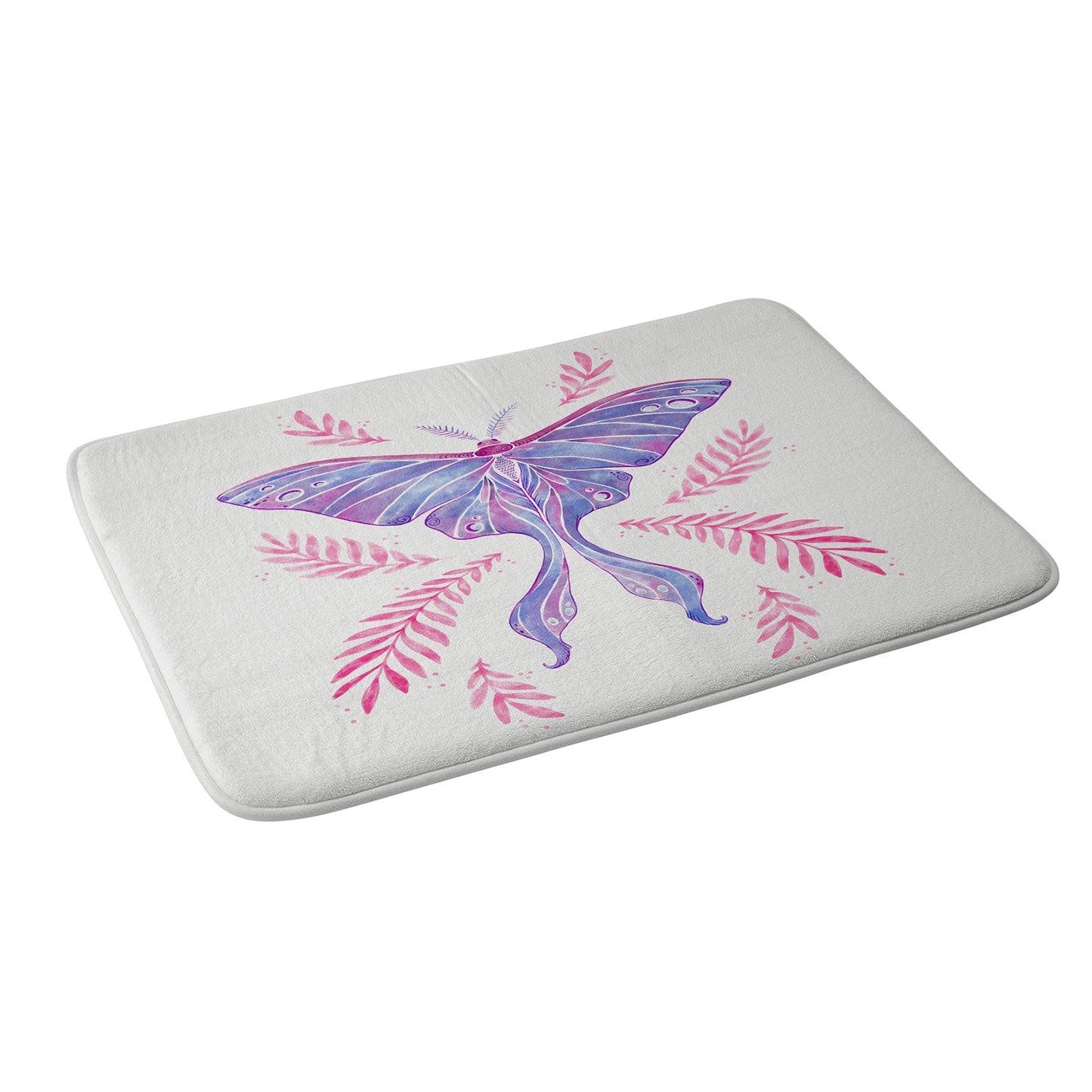 Avenie Luna Moth Blue Violet Memory Foam Bath Mat
