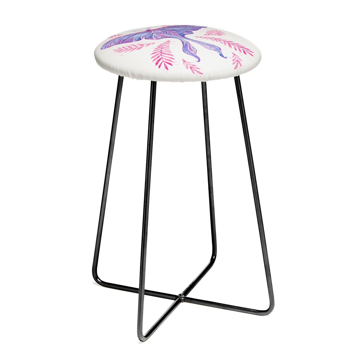 Avenie Luna Moth Blue Violet Counter Stool